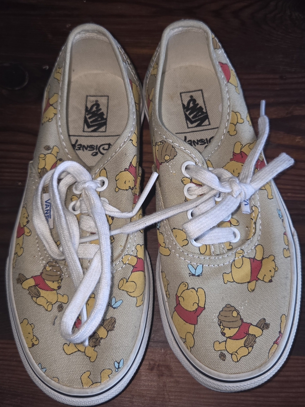 Vans Kids Beige Canvas Sneakers with Winnie the Pooh Print